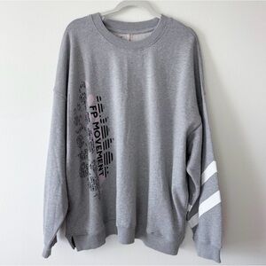FP Movement by Free People Gray Sweatshirt with Pink and White Accents